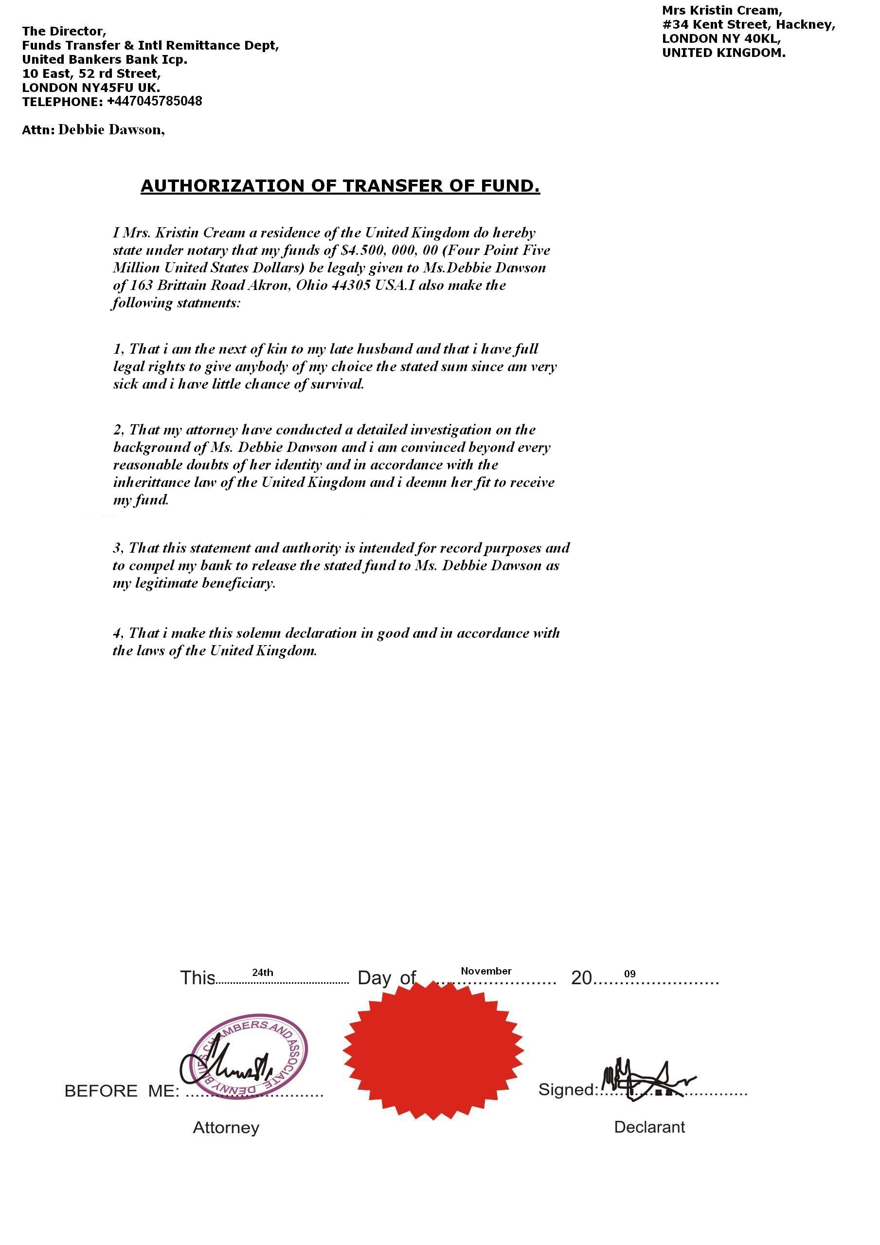 Kristin Cream Agreement