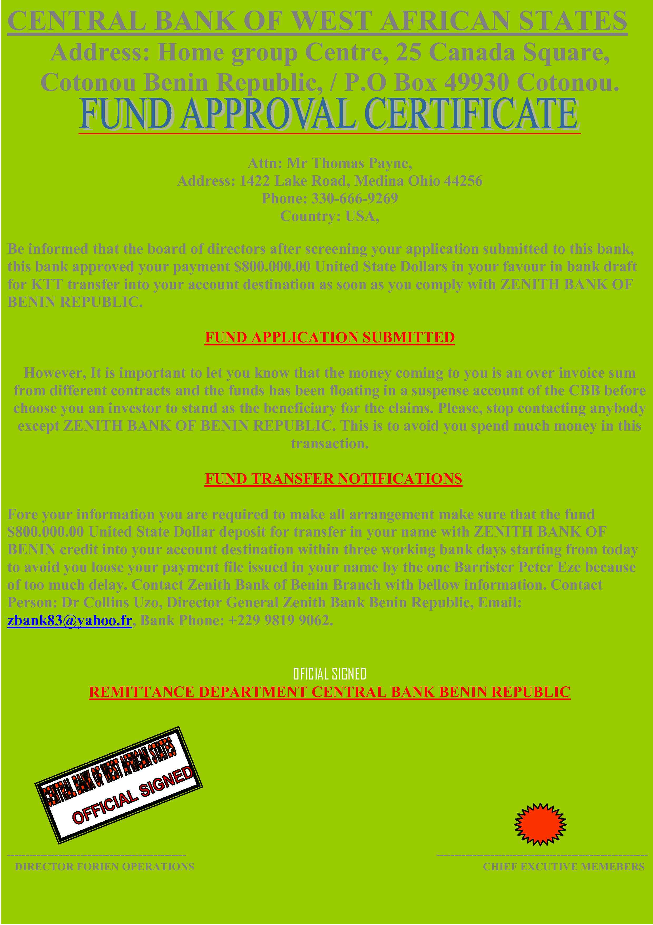 Peter Eze Fund Document